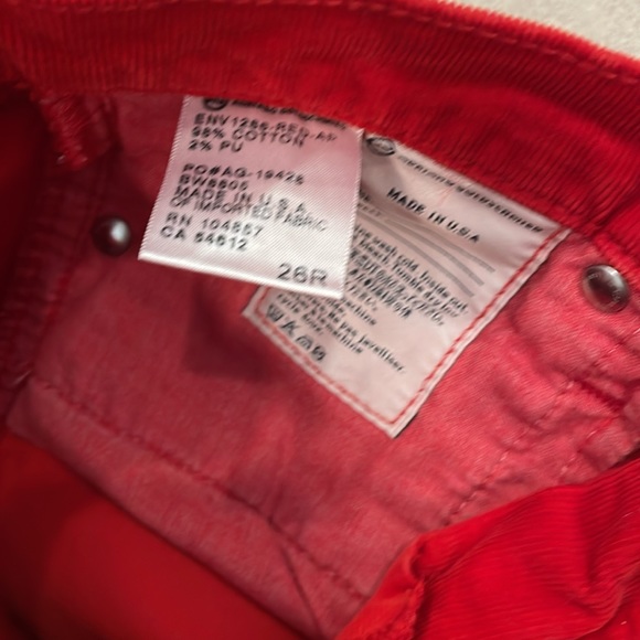 NWOT Red Corduroy AG Stevie Slim Straight Pants, size 26R. - Picture 4 of 9
